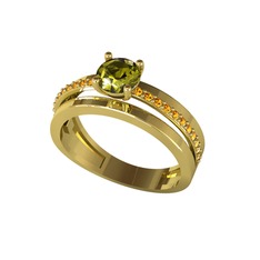 Neda İkili Tektaş Alyans - Peridot ve sitrin 14 ayar altın yüzük #1hhc8uo