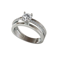 Swarovski ve pırlanta 8 ayar beyaz altın yüzük (0.242 karat)