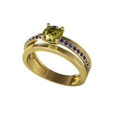 Peridot ve lab safir 925 ayar altın kaplama gümüş yüzük