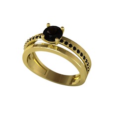 Neda İkili Tektaş Alyans - Siyah zirkon 925 ayar altın kaplama gümüş yüzük #1lh7y7n