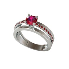 Neda İkili Tektaş Alyans - Rodolit garnet ve garnet 18 ayar beyaz altın yüzük #1qpxvza