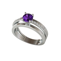 Ametist ve swarovski 925 ayar gümüş yüzük