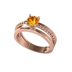 Neda İkili Tektaş Alyans - Sitrin ve pembe kuvars 8 ayar rose altın yüzük #1v4vx1f