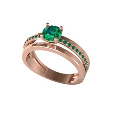Yeşil kuvars ve kök zümrüt 14 ayar rose altın yüzük