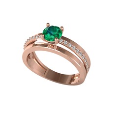 Yeşil kuvars ve beyaz zirkon 14 ayar rose altın yüzük