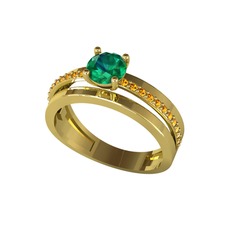 Yeşil kuvars ve sitrin 8 ayar altın yüzük