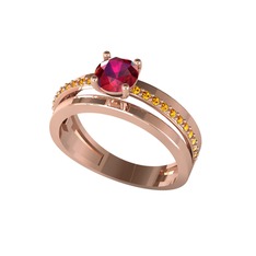 Rodolit garnet ve sitrin 14 ayar rose altın yüzük