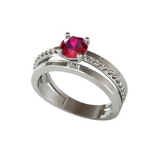 Neda İkili Tektaş Alyans - Rodolit garnet ve pembe kuvars 925 ayar gümüş yüzük #c4e9gt