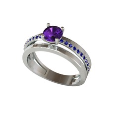 Neda İkili Tektaş Alyans - Ametist ve lab safir 925 ayar gümüş yüzük #fp2iu6