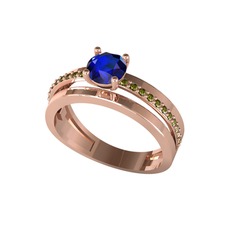 Lab safir ve peridot 8 ayar rose altın yüzük