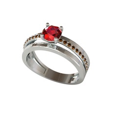 Garnet ve dumanlı kuvars 925 ayar gümüş yüzük