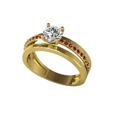 Swarovski ve garnet 14 ayar altın yüzük