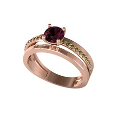 Kök yakut ve peridot 14 ayar rose altın yüzük