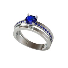 Neda İkili Tektaş Alyans - Lab safir 925 ayar gümüş yüzük #mkiut7