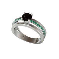 Siyah zirkon ve yeşil kuvars 925 ayar gümüş yüzük