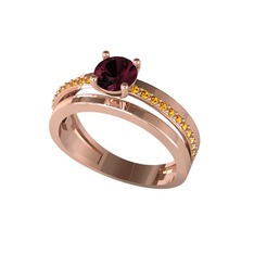 Neda İkili Tektaş Alyans - Kök yakut ve sitrin 925 ayar rose altın kaplama gümüş yüzük #rganl3