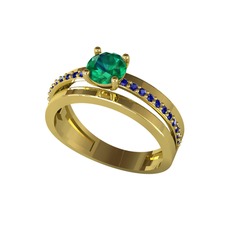 Yeşil kuvars ve lab safir 925 ayar altın kaplama gümüş yüzük