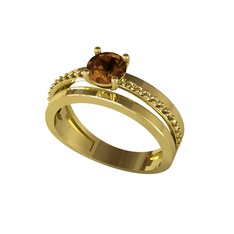 Dumanlı kuvars ve pembe kuvars 14 ayar altın yüzük
