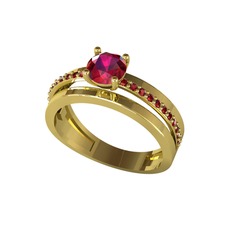 Neda İkili Tektaş Alyans - Rodolit garnet ve garnet 18 ayar altın yüzük #y4u4yk
