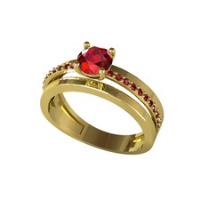 Neda İkili Tektaş Alyans - Garnet 18 ayar altın yüzük #z5tu4y