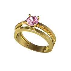 Pembe kuvars ve sitrin 8 ayar altın yüzük