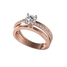 Neda İkili Tektaş Alyans - Swarovski 14 ayar rose altın yüzük #zzyf15