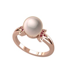 Lotus Çiçeği İnci Yüzük - Pembe inci ve rodolit garnet 925 ayar rose altın kaplama gümüş yüzük #iclnz2