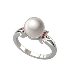 Lotus Çiçeği İnci Yüzük - Inci ve garnet 925 ayar gümüş yüzük #ism9aw