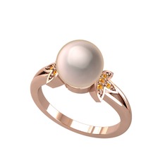 Lotus Çiçeği İnci Yüzük - Pembe inci ve sitrin 18 ayar rose altın yüzük #kluobq