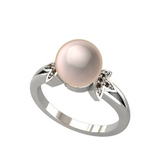 Lotus Çiçeği İnci Yüzük - Pembe inci ve dumanlı kuvars 925 ayar gümüş yüzük #o844h3