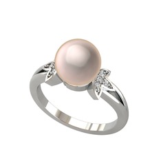 Pembe inci ve swarovski 18 ayar beyaz altın yüzük