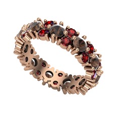 Elin Tamtur Yüzük - Dumanlı kuvars ve garnet 8 ayar rose altın yüzük #118dv3r