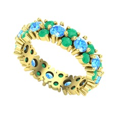 Elin Tamtur Yüzük - Akuamarin ve kök zümrüt 14 ayar altın yüzük #12t5n6c