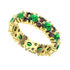 Elin Tamtur Yüzük - Yeşil kuvars ve dumanlı kuvars 8 ayar altın yüzük #12vcdy