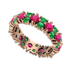 Elin Tamtur Yüzük - Rodolit garnet ve yeşil kuvars 8 ayar rose altın yüzük #15j931a