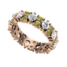 Pırlanta ve peridot 18 ayar rose altın yüzük (1.76 karat)