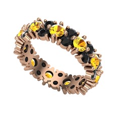 Elin Tamtur Yüzük - Sitrin ve siyah zirkon 18 ayar rose altın yüzük #15sqhcm