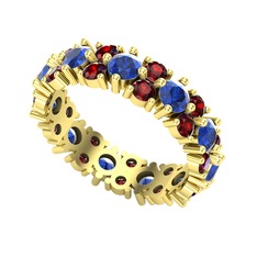 Elin Tamtur Yüzük - Lab safir ve garnet 8 ayar altın yüzük #17m1y3