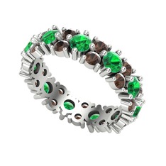 Elin Tamtur Yüzük - Yeşil kuvars ve dumanlı kuvars 8 ayar beyaz altın yüzük #17p8y51