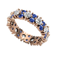 Swarovski ve lab safir 925 ayar rose altın kaplama gümüş yüzük