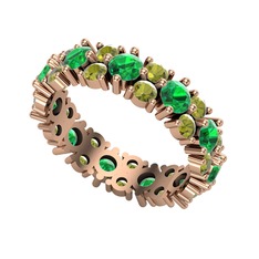 Elin Tamtur Yüzük - Yeşil kuvars ve peridot 14 ayar rose altın yüzük #1aj19it