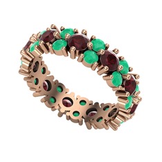 Elin Tamtur Yüzük - Kök yakut ve kök zümrüt 14 ayar rose altın yüzük #1ba53h7