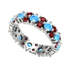 Elin Tamtur Yüzük - Akuamarin ve garnet 925 ayar gümüş yüzük #1bfydp1