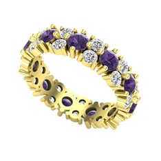 Ametist ve swarovski 18 ayar altın yüzük