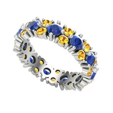 Elin Tamtur Yüzük - Lab safir ve sitrin 8 ayar beyaz altın yüzük #1cn6b8z