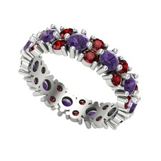 Elin Tamtur Yüzük - Ametist ve garnet 925 ayar gümüş yüzük #1d44x1r