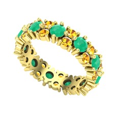 Elin Tamtur Yüzük - Kök zümrüt ve sitrin 14 ayar altın yüzük #1dq774y