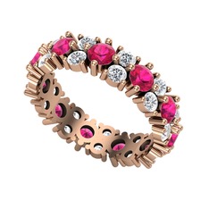 Rodolit garnet ve pırlanta 14 ayar rose altın yüzük (1.32 karat)