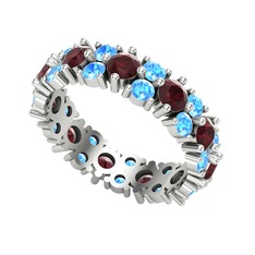 Elin Tamtur Yüzük - Kök yakut ve akuamarin 8 ayar beyaz altın yüzük #1flegsx