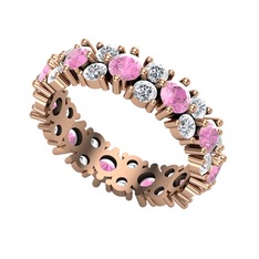 Elin Tamtur Yüzük - Pembe kuvars ve pırlanta 925 ayar rose altın kaplama gümüş yüzük (1.32 karat) #1fu5viw